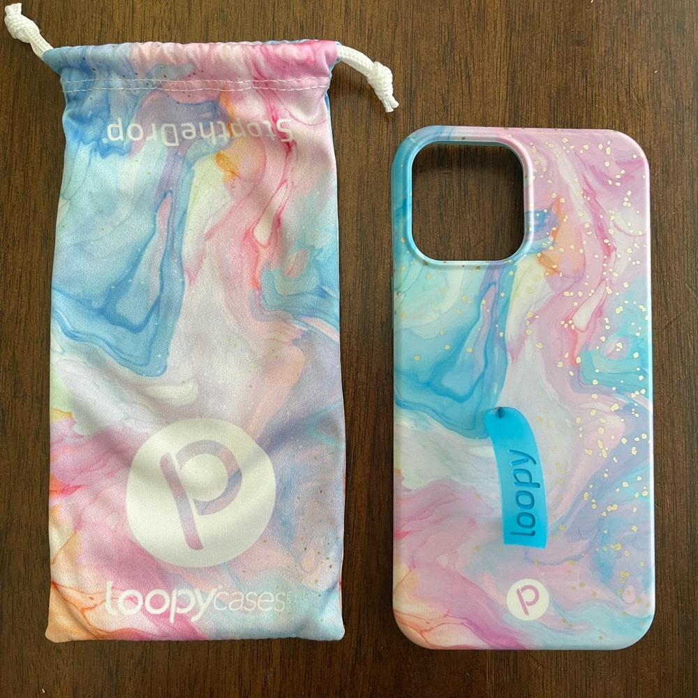 Loopy iPhone 12/13 pro max cotton candy Phone Case with Blue Loop